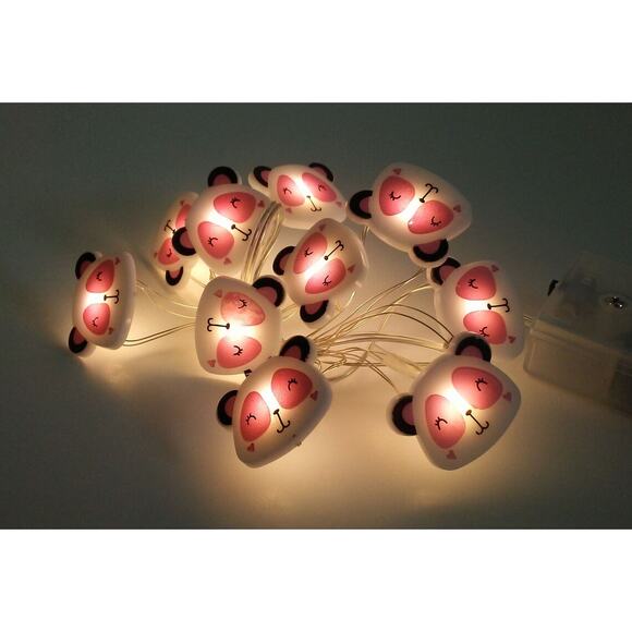 Panda Bear Face LED String Lights 10 Ct 3.6 Ft DIY Crafts Wreaths Party Decor - Picture 2 of 3